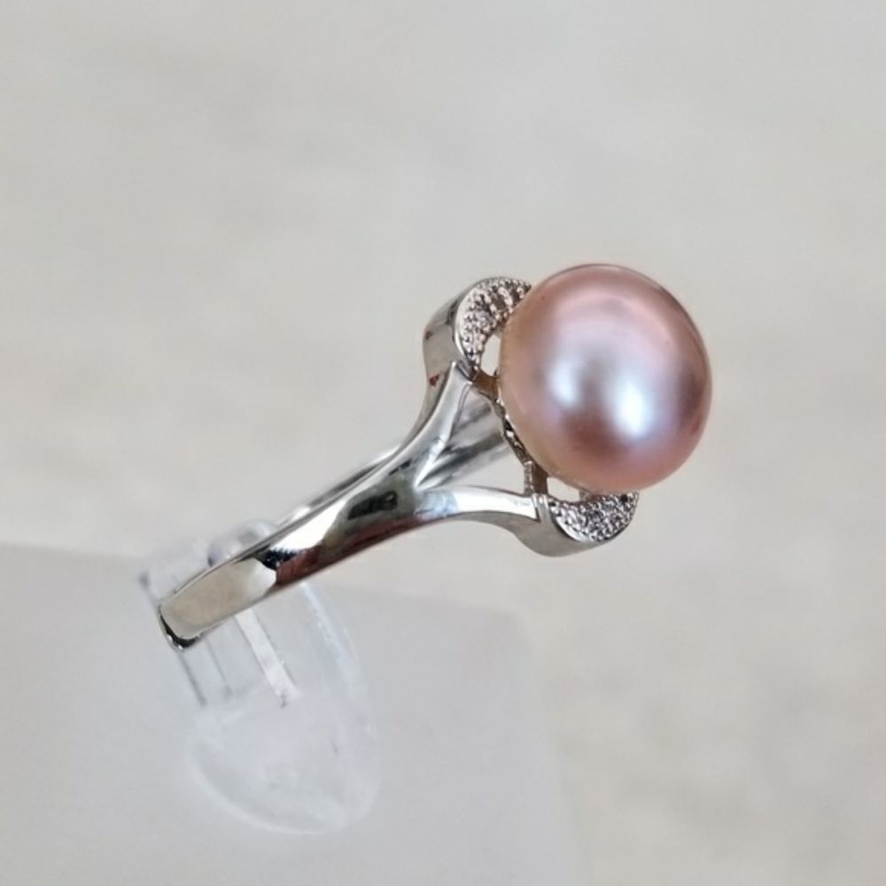 Sterling Silver 9mm Lavender Freshwater Pearl Ring - Picture 5 of 8
